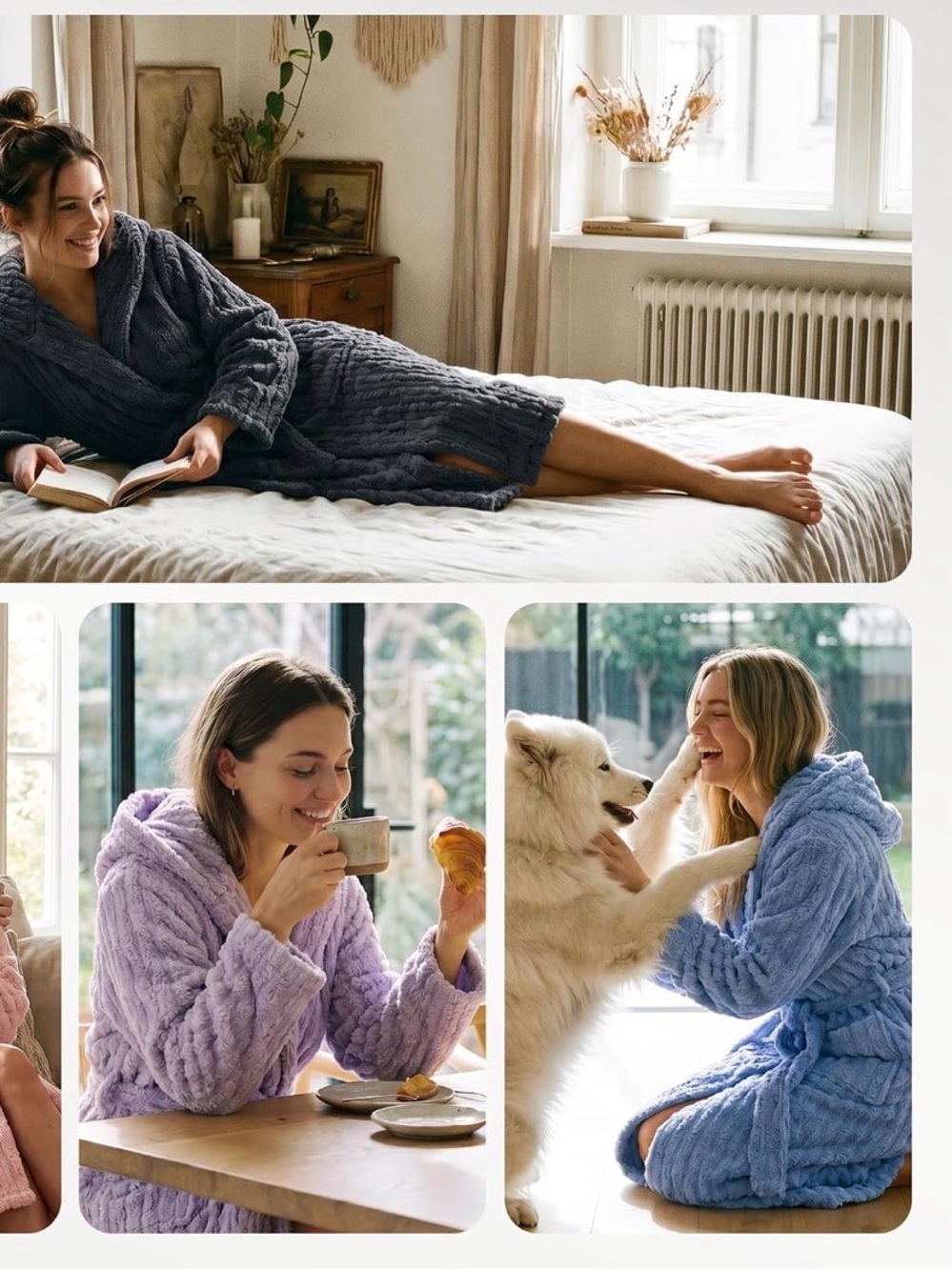 Plush Hooded Bathrobe for Women - Lavender only.